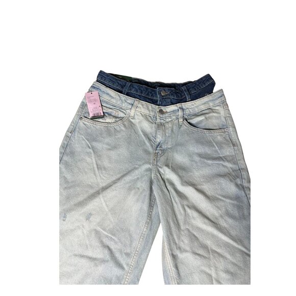 NWT Wild Fable Jeans Sz 12 Light Wash Double Waist  Band 90s Relaxed Straight - Picture 1 of 10